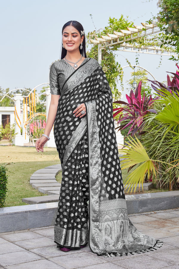 Black Georgette Saree BATA - View 2