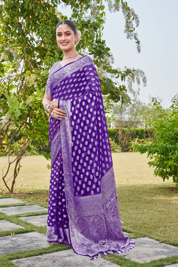 Purple Georgette Saree PANKAJ - View 2