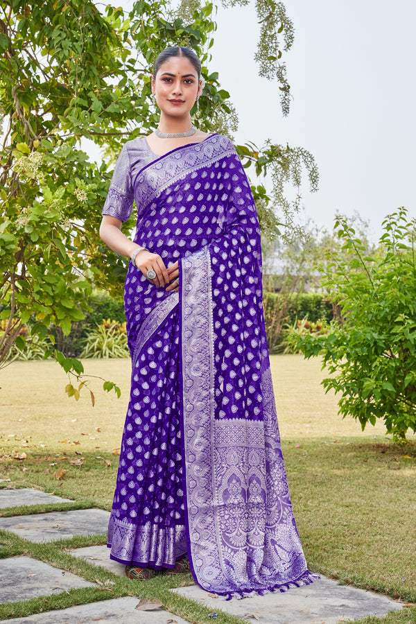 Purple Georgette Saree RAJESH - View 1