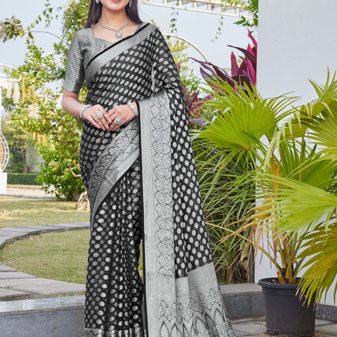 Black Georgette Saree ANSH - View 1