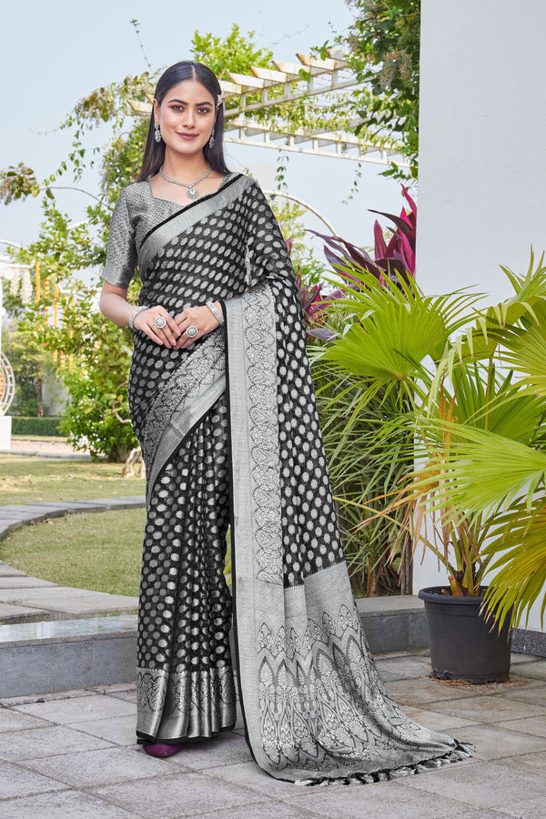 Black Georgette Saree ANSH - View 1