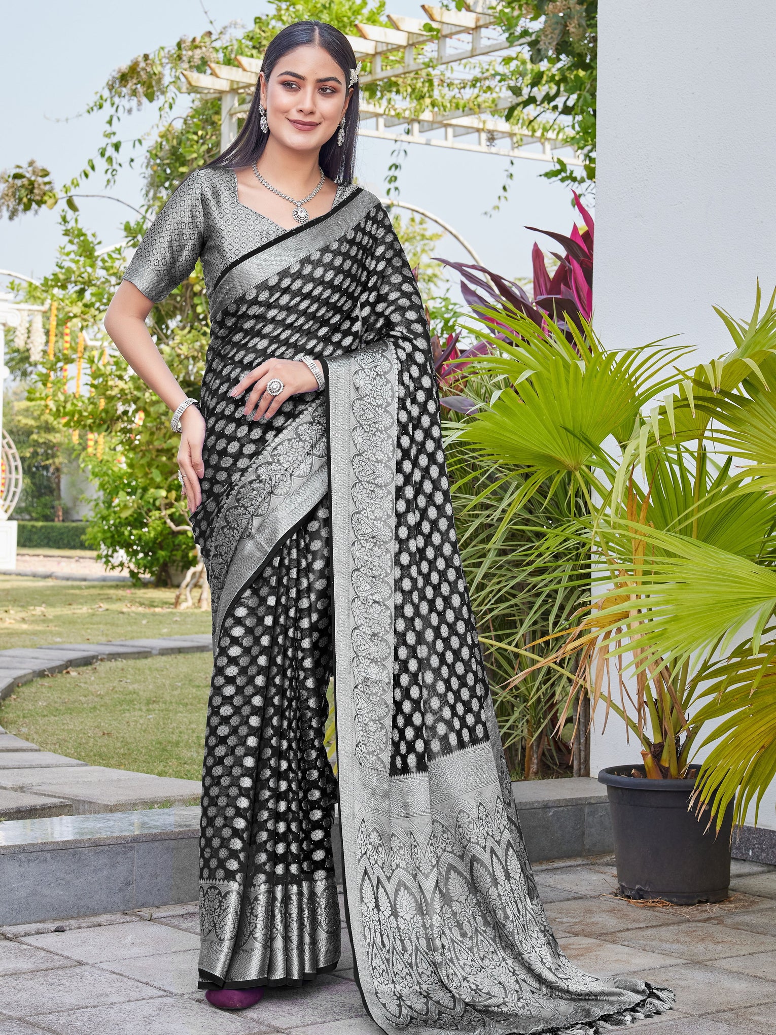 Black Georgette Saree ANSH - View 2
