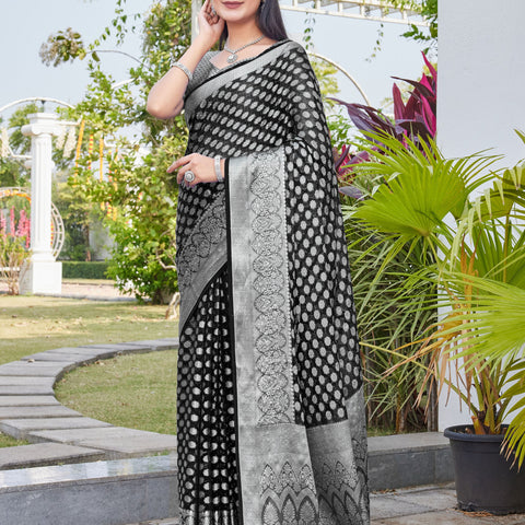 Black Georgette Saree ANSH - View 3