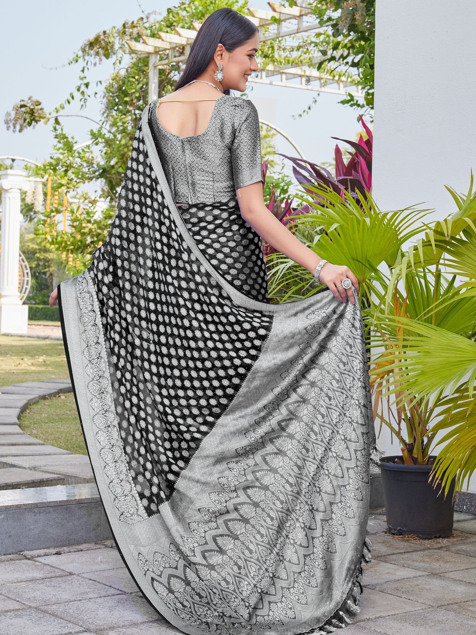 Black Georgette Saree ANSH - View 4