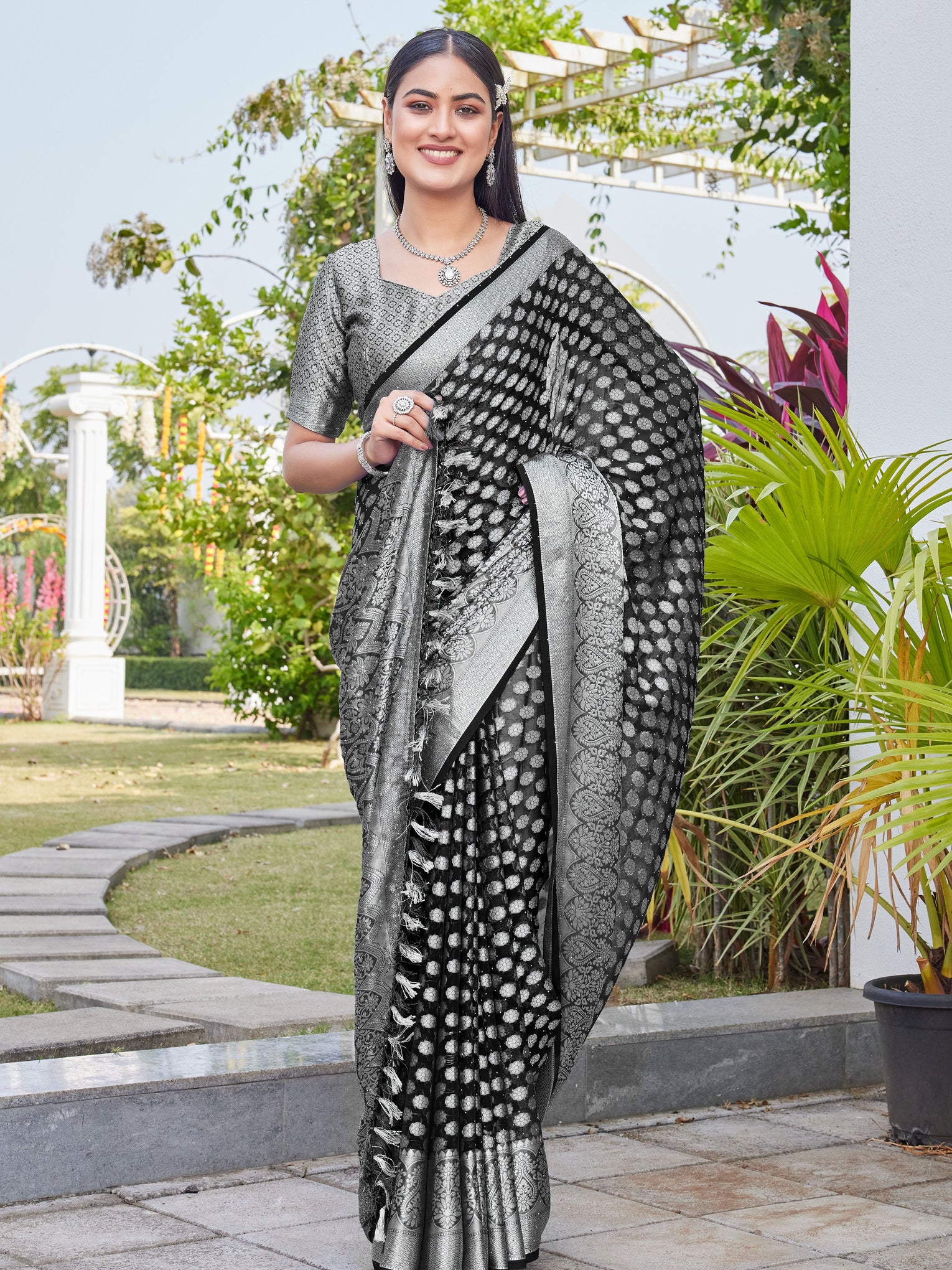 Black Georgette Saree ANSH - View 5