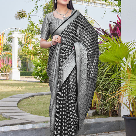 Black Georgette Saree ANSH - View 6