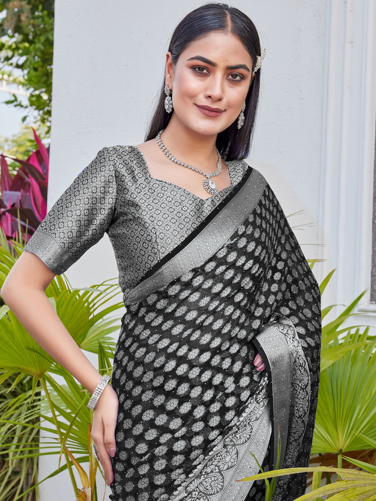 Black Georgette Saree ANSH - View 7