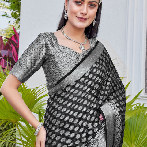 Black Georgette Saree ANSH - View 7