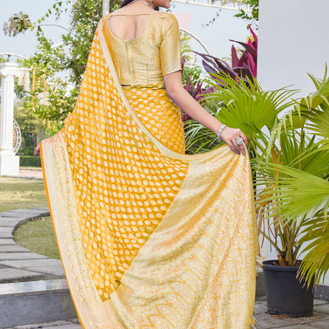 Mustard Gold Georgette Saree ANSH - View 3