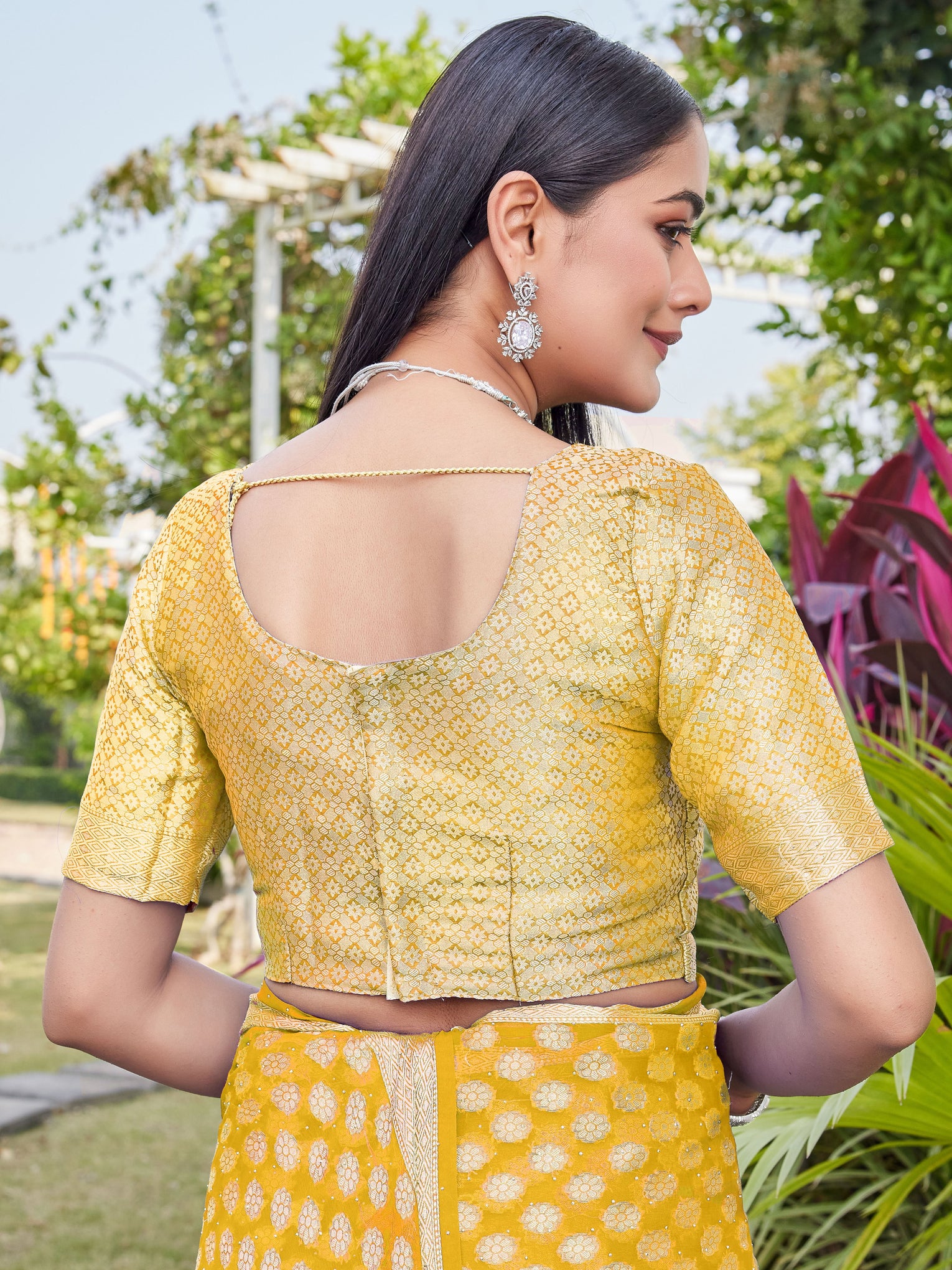 Mustard Gold Georgette Saree ANSH - View 9