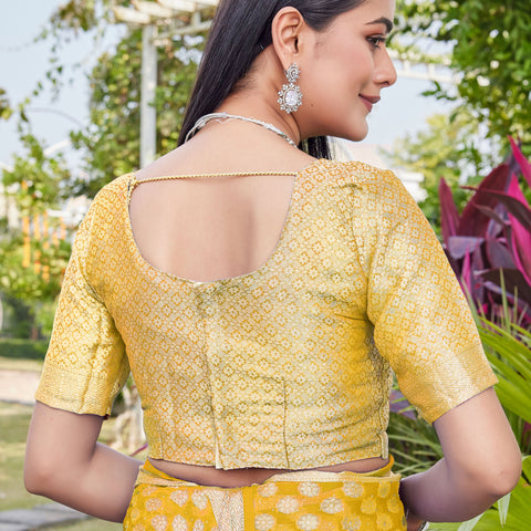 Mustard Gold Georgette Saree ANSH - View 9