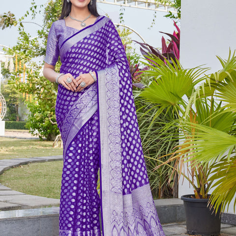 Purple Georgette Saree ANSH - View 1
