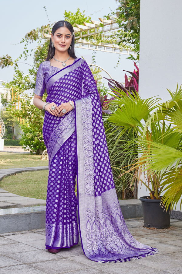 Purple Georgette Saree ANSH - View 1