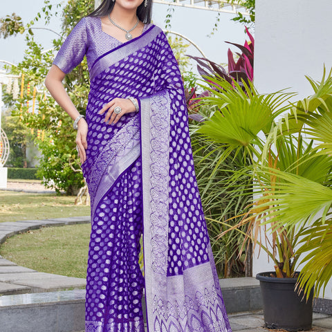 Purple Georgette Saree ANSH - View 2