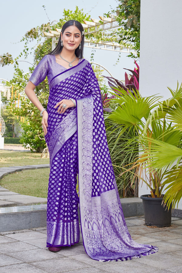 Purple Georgette Saree ANSH - View 2