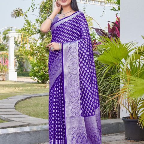 Purple Georgette Saree ANSH - View 3