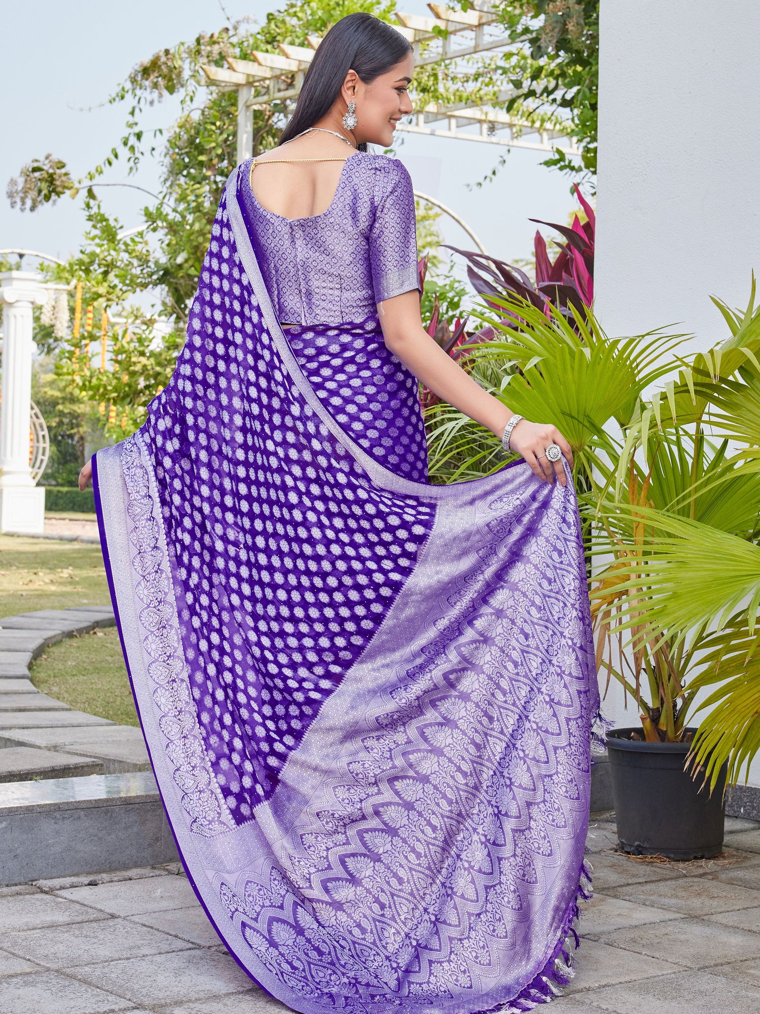 Purple Georgette Saree ANSH - View 4