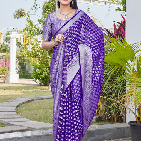 Purple Georgette Saree ANSH - View 5
