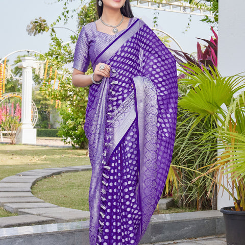 Purple Georgette Saree ANSH - View 6