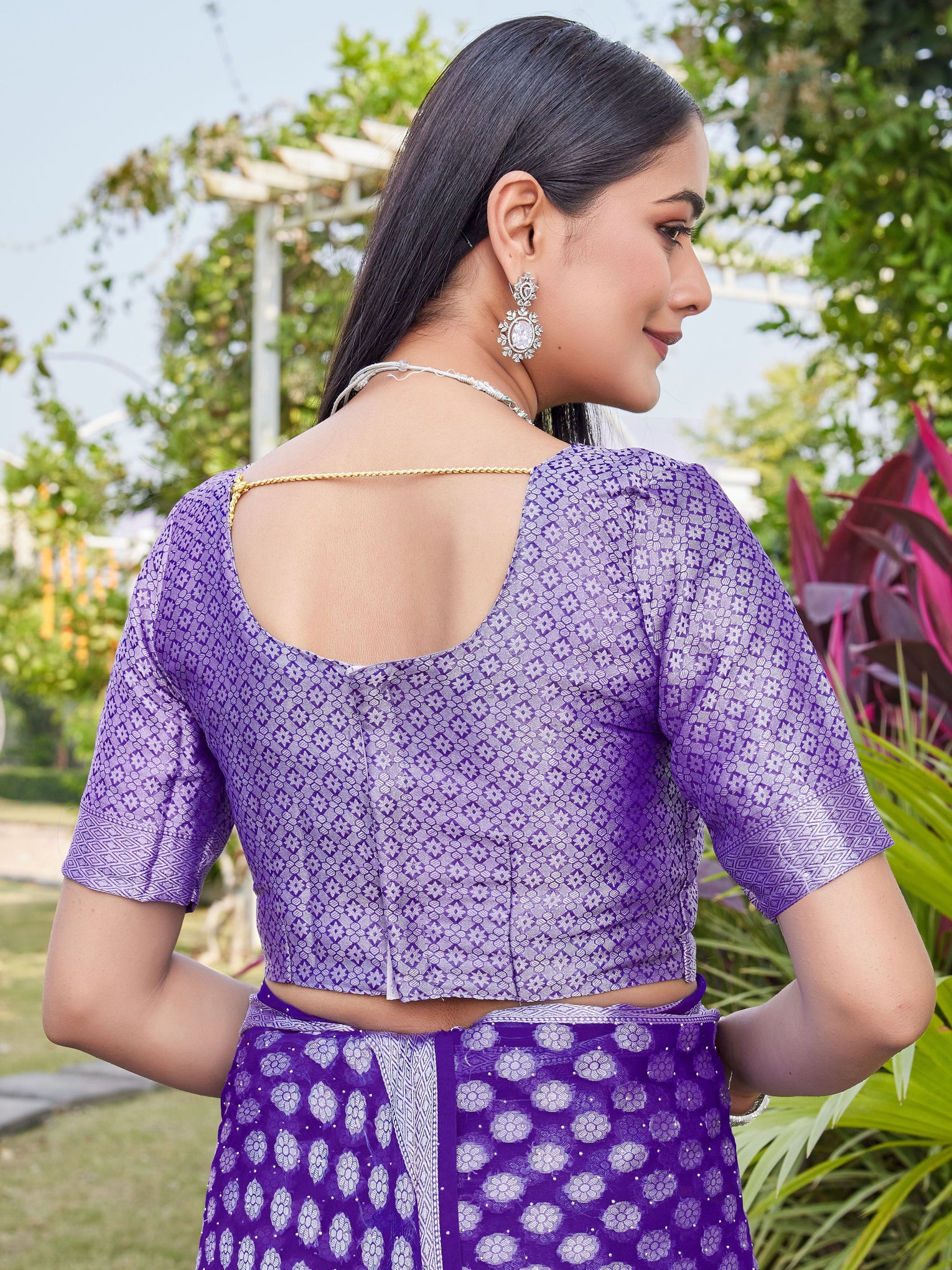 Purple Georgette Saree ANSH - View 9