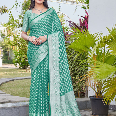 Rama Green Georgette Saree ANSH - View 1