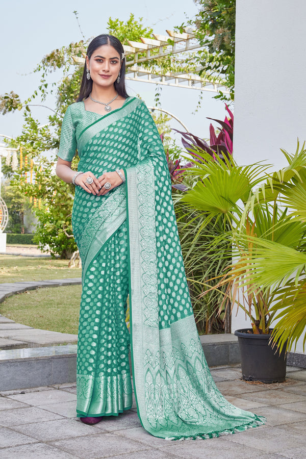 Rama Green Georgette Saree ANSH - View 1