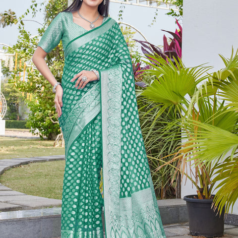 Rama Green Georgette Saree ANSH - View 2