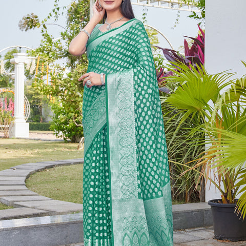 Rama Green Georgette Saree ANSH - View 3