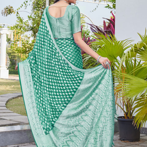Rama Green Georgette Saree ANSH - View 4