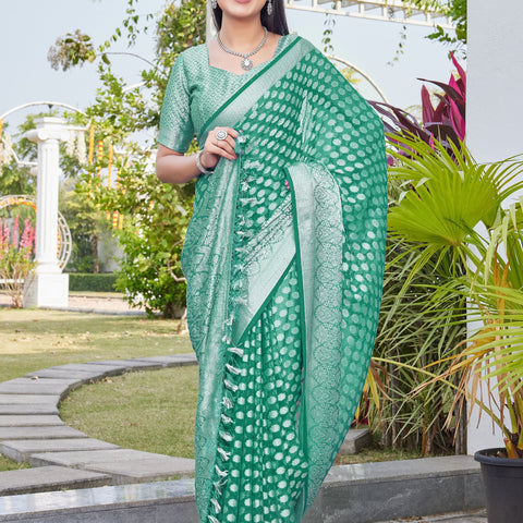Rama Green Georgette Saree ANSH - View 5