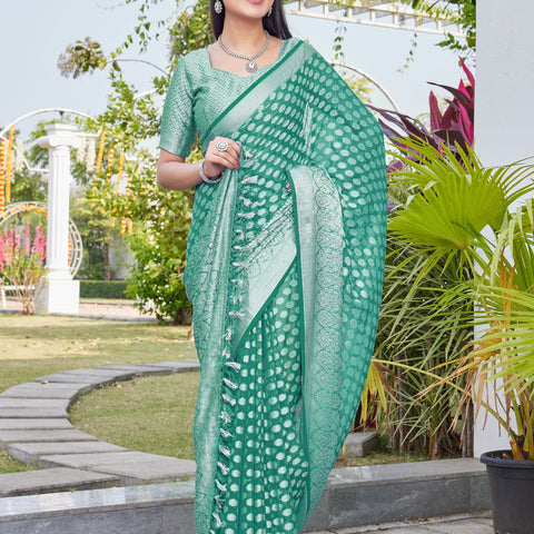Rama Green Georgette Saree ANSH - View 6