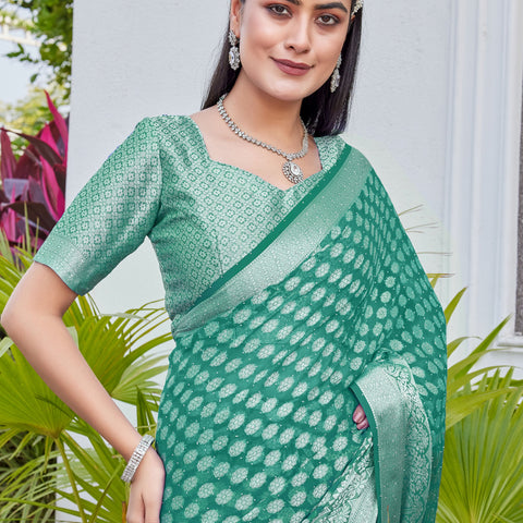 Rama Green Georgette Saree ANSH - View 7