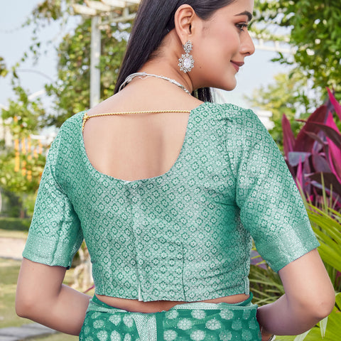 Rama Green Georgette Saree ANSH - View 9