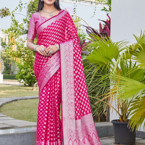 Rani Pink Georgette Saree ANSH - View 1