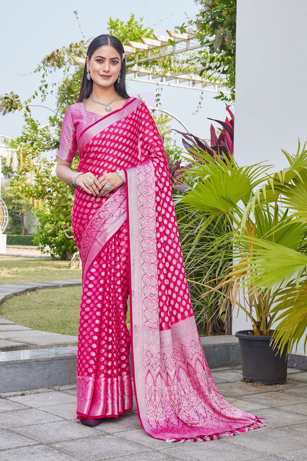 Rani Pink Georgette Saree ANSH - View 1