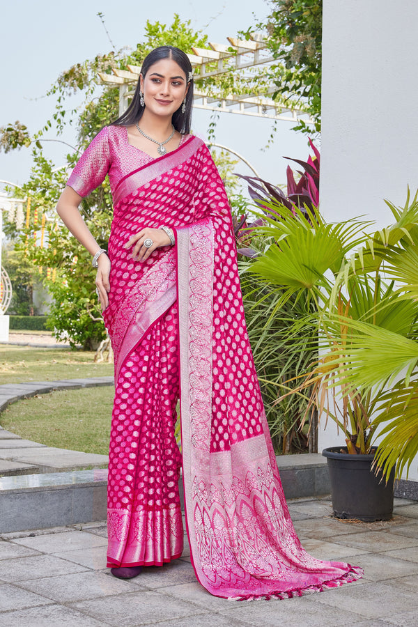 Rani Pink Georgette Saree ANSH - View 2