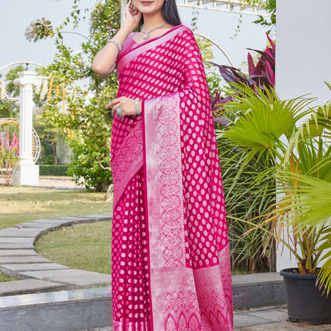 Rani Pink Georgette Saree ANSH - View 3