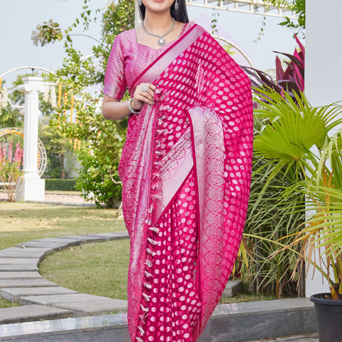 Rani Pink Georgette Saree ANSH - View 5