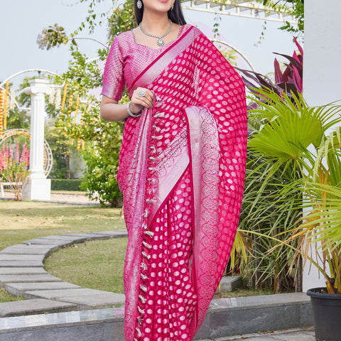 Rani Pink Georgette Saree ANSH - View 6
