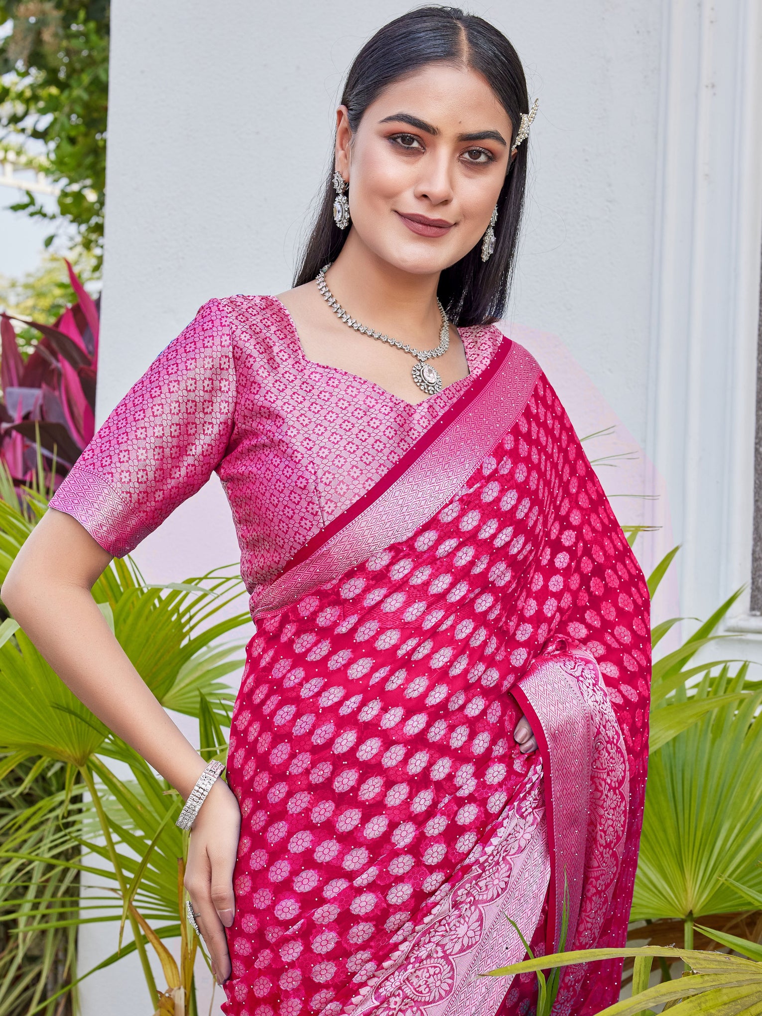 Rani Pink Georgette Saree ANSH - View 7