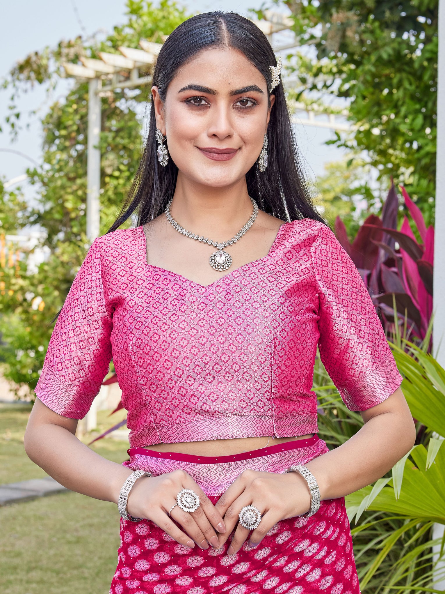 Rani Pink Georgette Saree ANSH - View 8