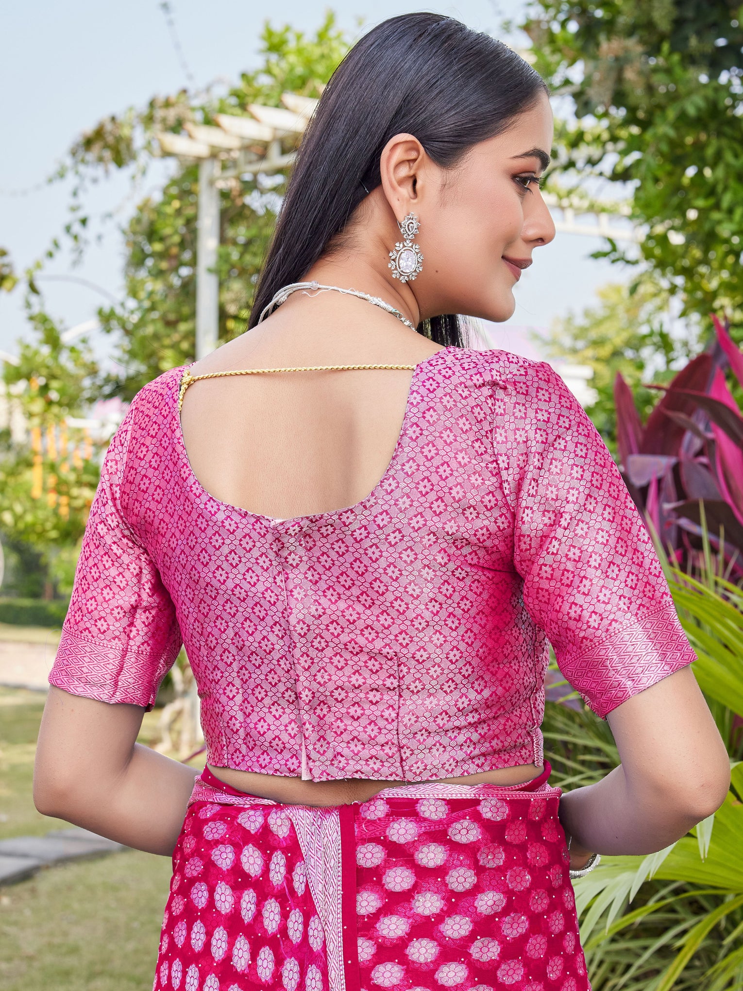 Rani Pink Georgette Saree ANSH - View 9
