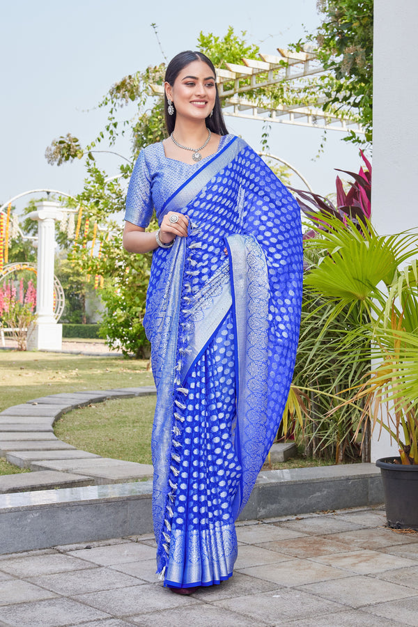 Royal Blue Georgette Saree ANSH - View 2