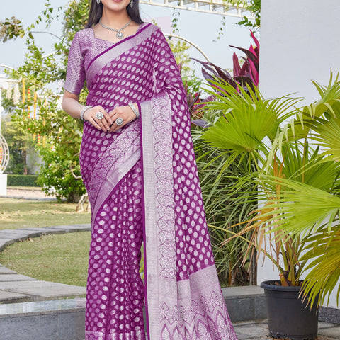 Wine Georgette Saree ANSH - View 1