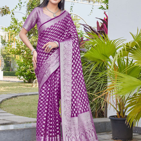Wine Georgette Saree ANSH - View 2