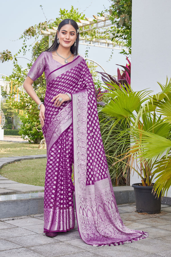 Wine Georgette Saree ANSH - View 2