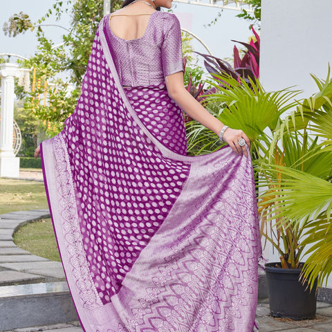 Wine Georgette Saree ANSH - View 4