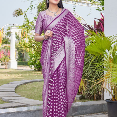 Wine Georgette Saree ANSH - View 6