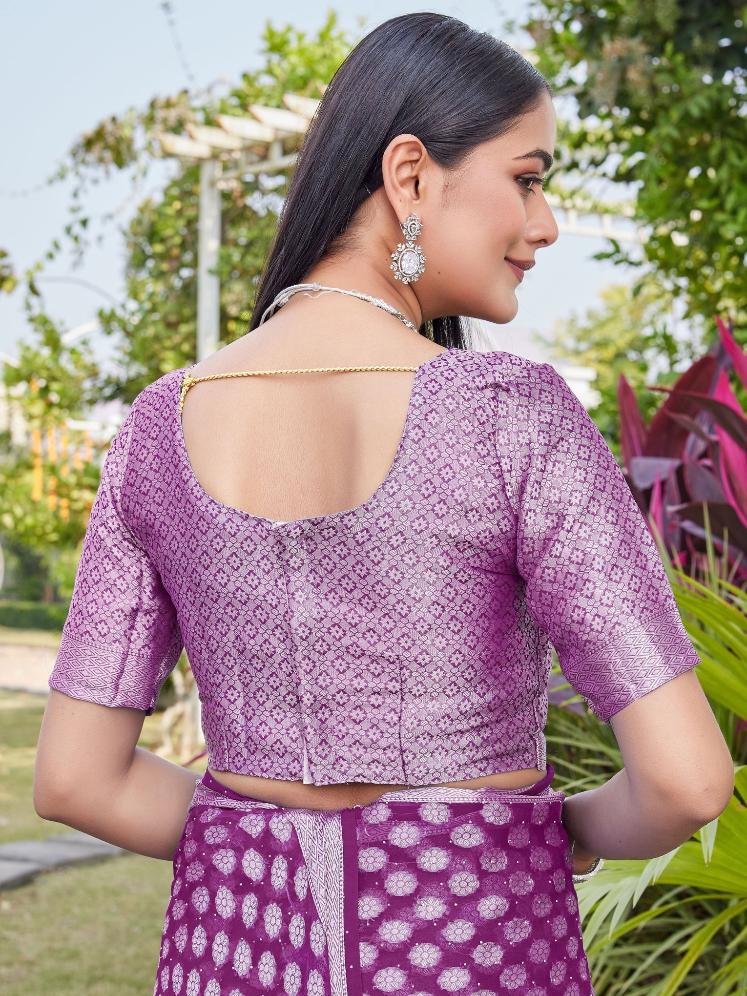 Wine Georgette Saree ANSH - View 9