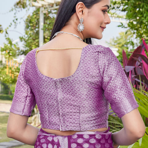 Wine Georgette Saree ANSH - View 9